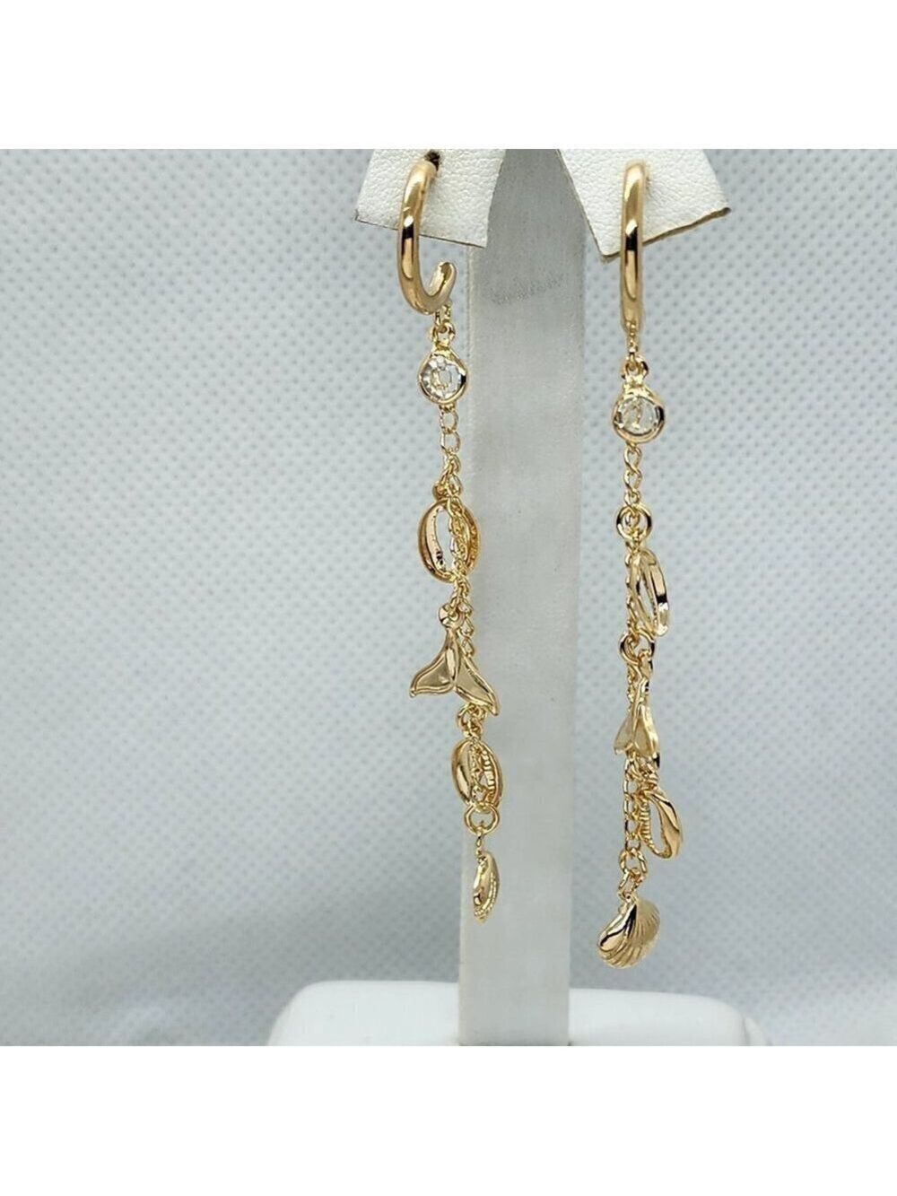Brand New Brazilian 18k Gold Filled Sea Charms Dangle Earrings